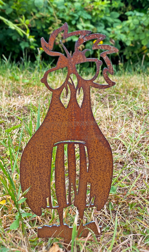 4 Funny Chickens - Metal Sculpture
